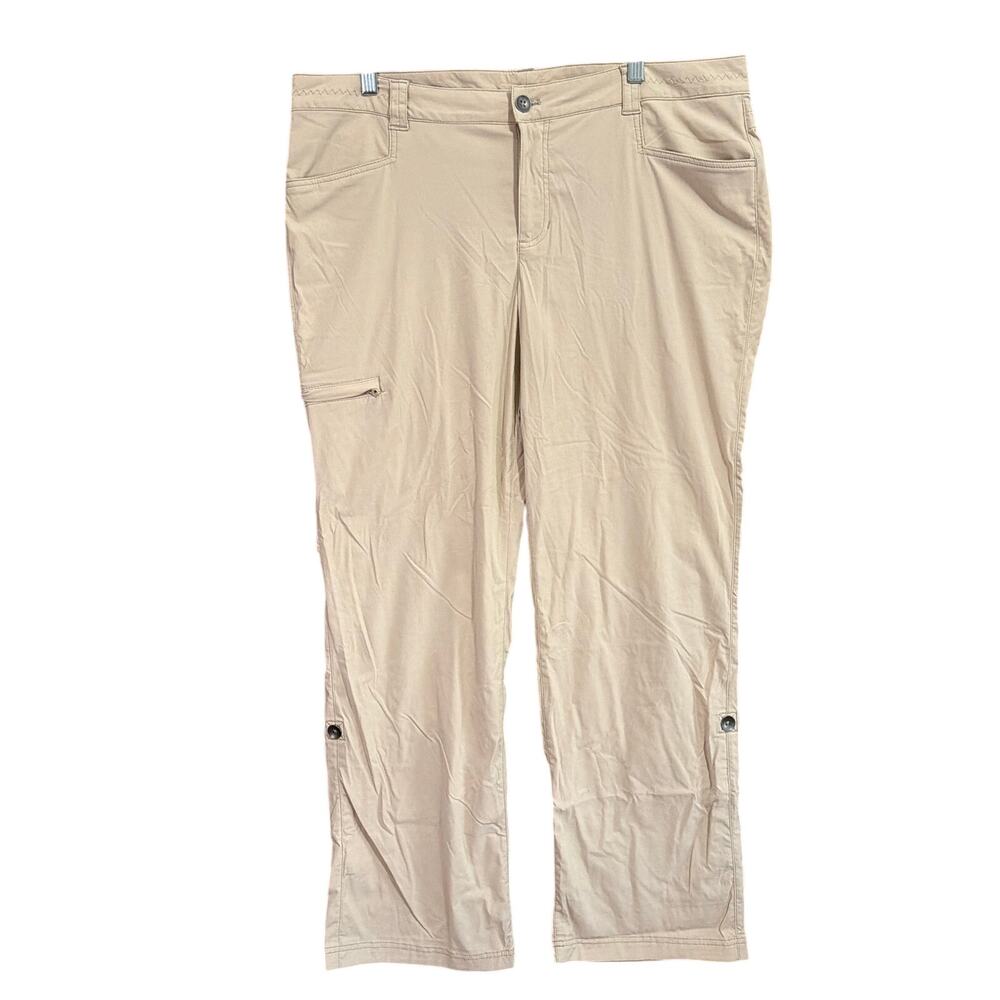 Eddie Bauer Travex Womens Pants Beige Mid Rise Straight Roll Tab Leg Stretch 16